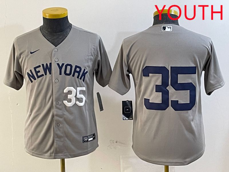 Youth New York Yankees #35 No Name Grey Game 2025 Nike MLB Jersey style 3->women mlb jersey->Women Jersey